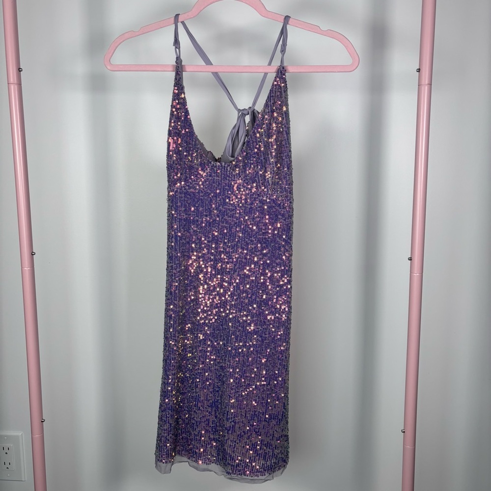 Free People Lavender Mesh Dress with Sequins